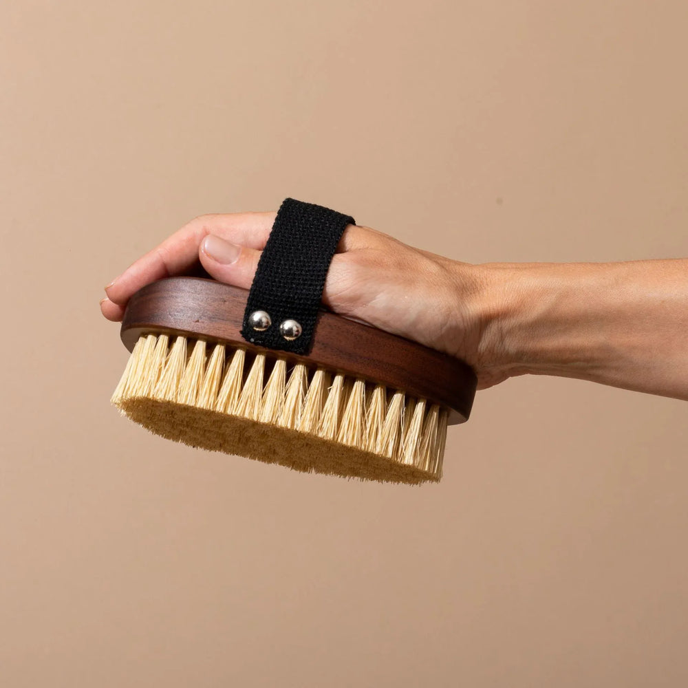 Natural Bristle Dry Body Brush — Exfoliating Massage Brush for Smooth, Glowing Skin