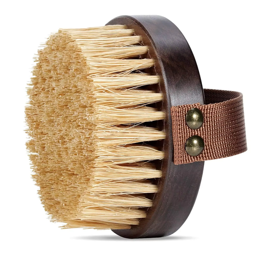 Natural Bristle Dry Body Brush — Exfoliating Massage Brush for Smooth, Glowing Skin