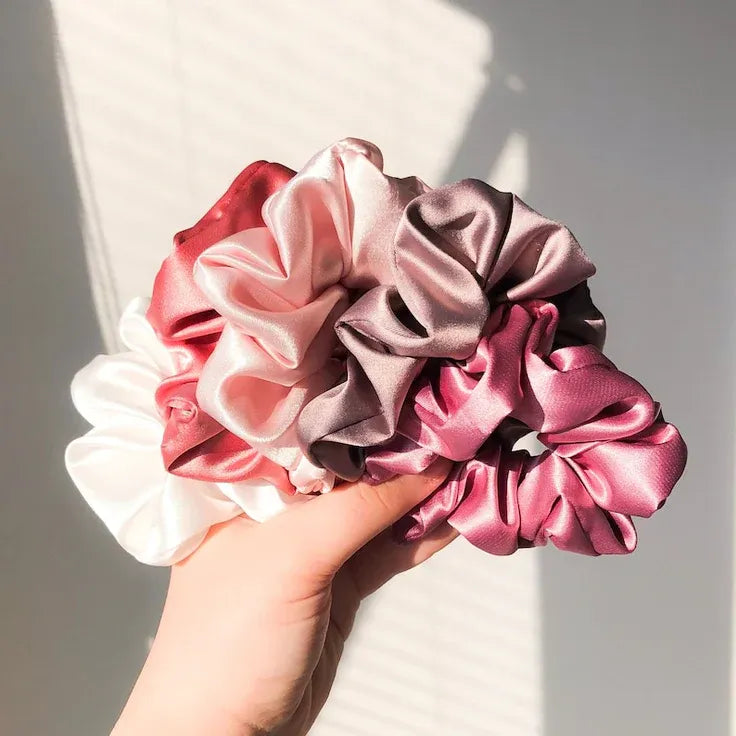Silk Scrunchies (Set of 3) - Gentle Hair Ties for Breakage-Free Hair